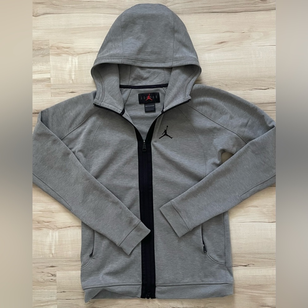 Jordan Gray Hooded Full-Zip Jacket with Black Zip